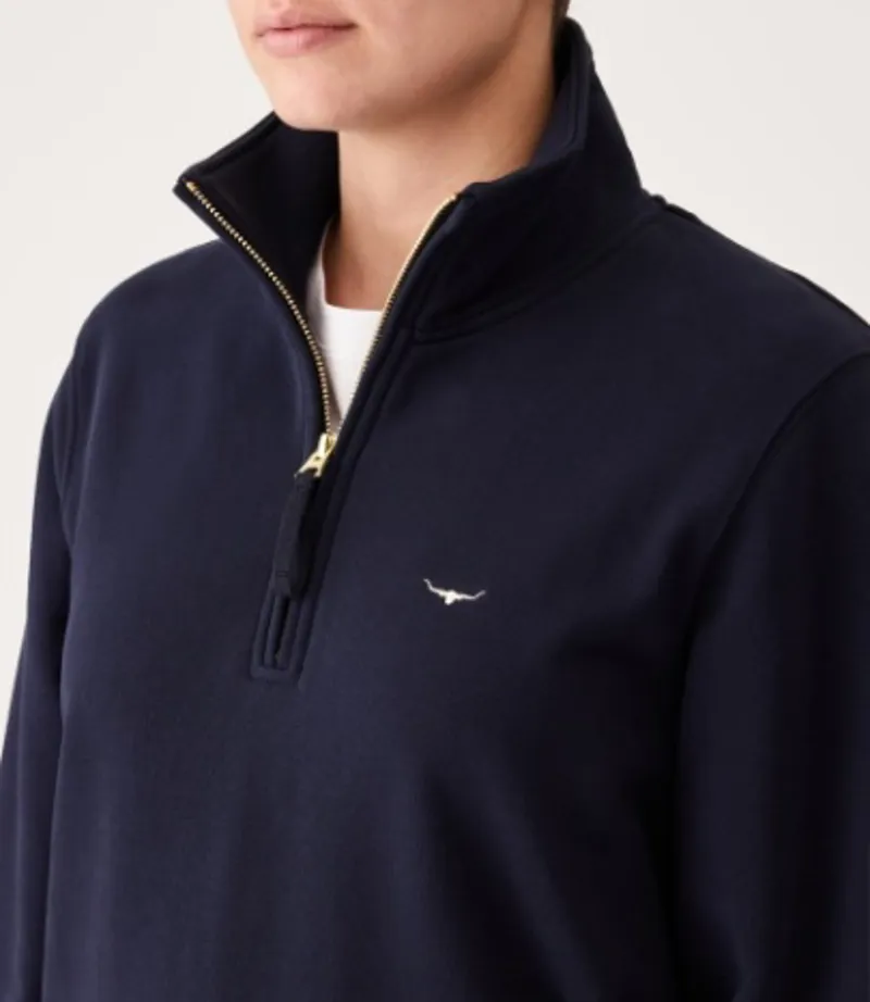 RM Williams Trickett 1/4 Zip Jumper Navy-1